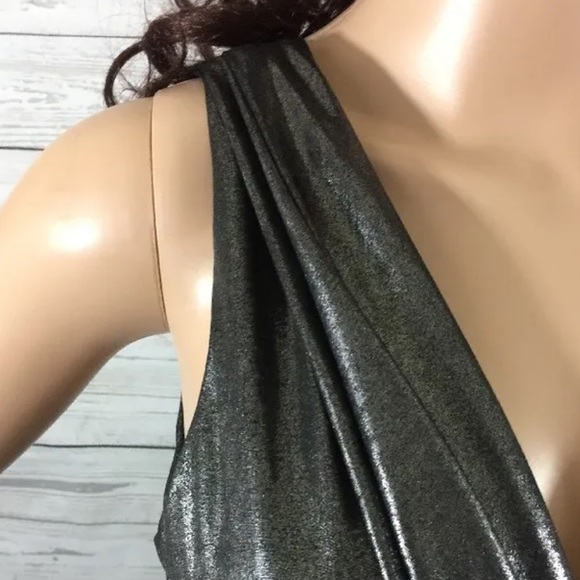 ABS Allen Schwartz Collection Dress Shimmery Metallic Silver Pewter - Picture 3 of 12